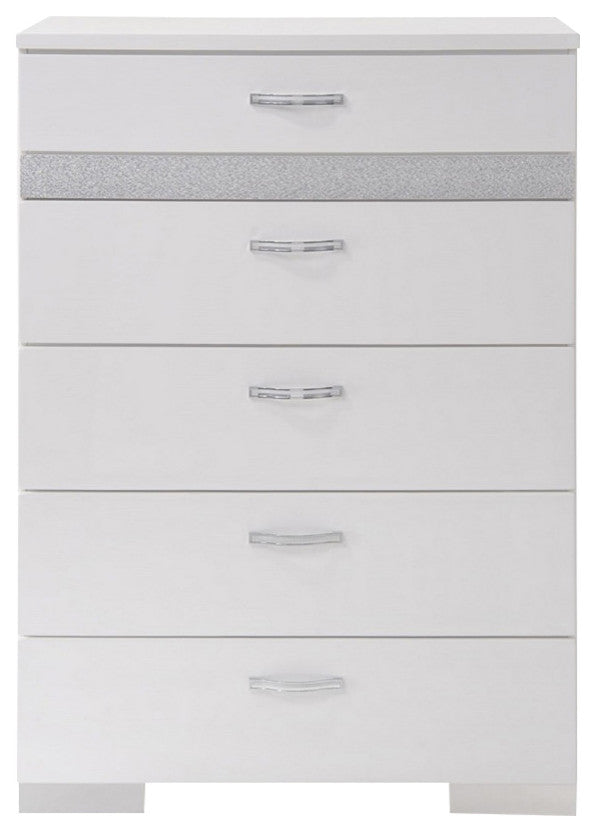 Wooden Chest With 5 Drawers,, White