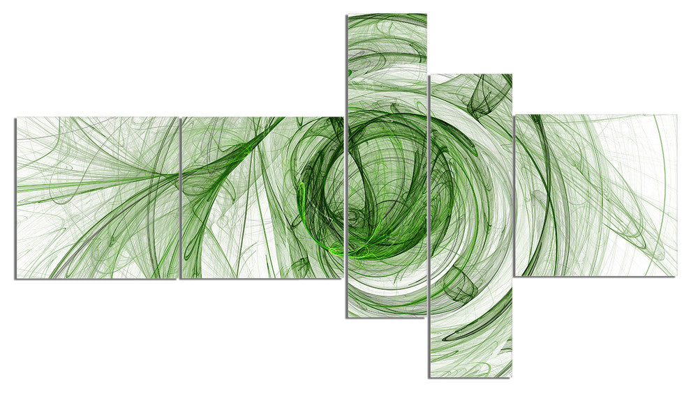 Ball of Yarn Green Spiral, Abstract Canvas art print, 60"x32", 5 panels