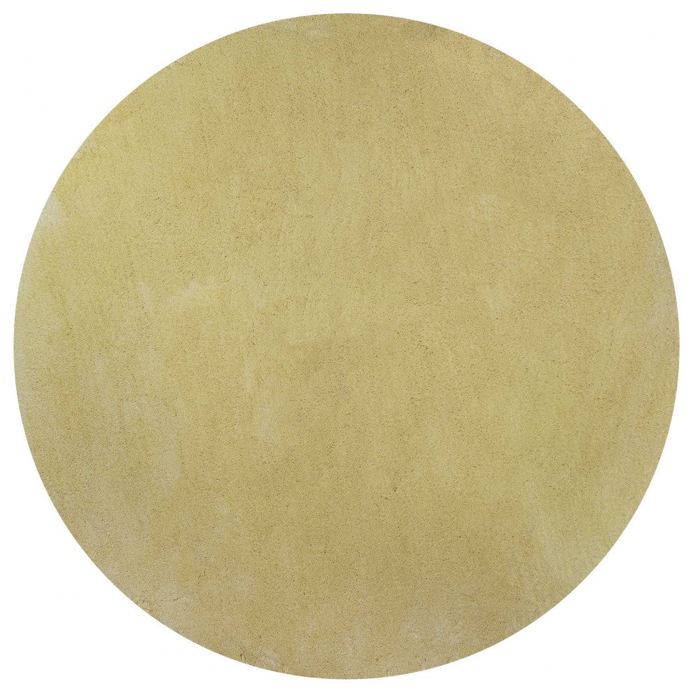 HomeRoots 8' Canary Yellow Hand Woven Round Indoor Shag Area Rug