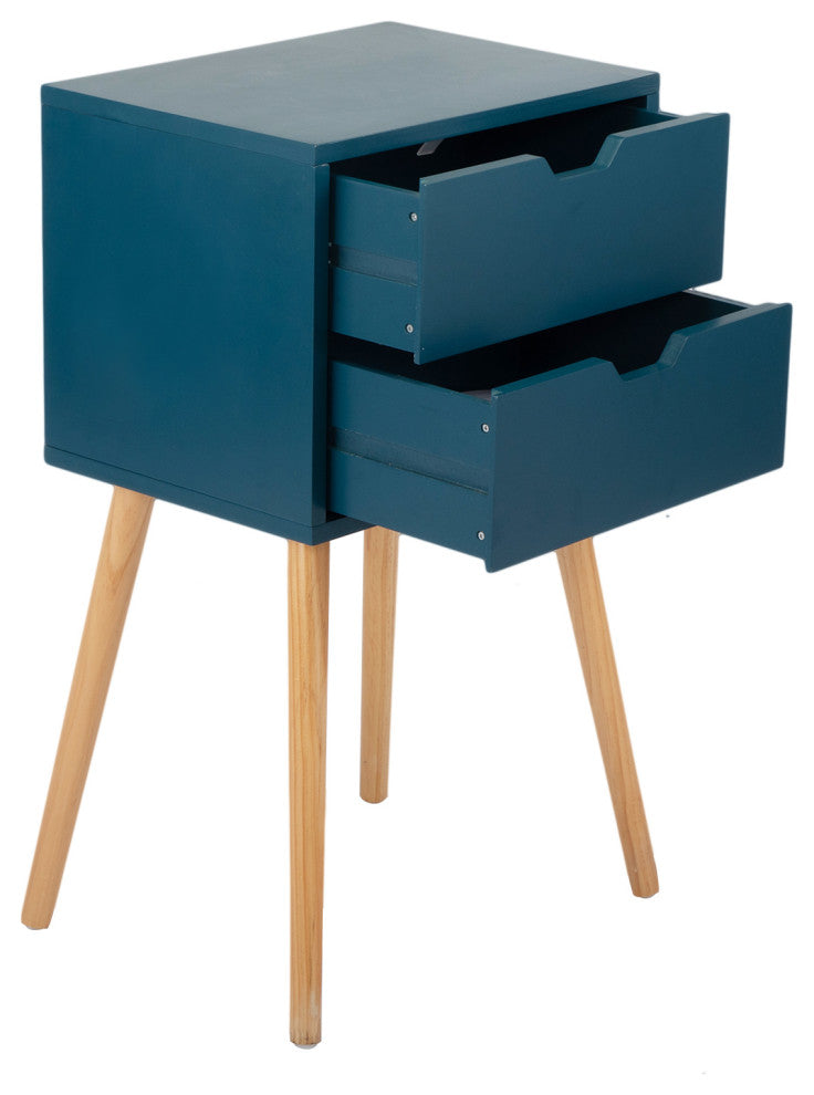 2 Set Wood Nightstand with 2 Sliding Drawers, Navy Blue, 16'' X 12''