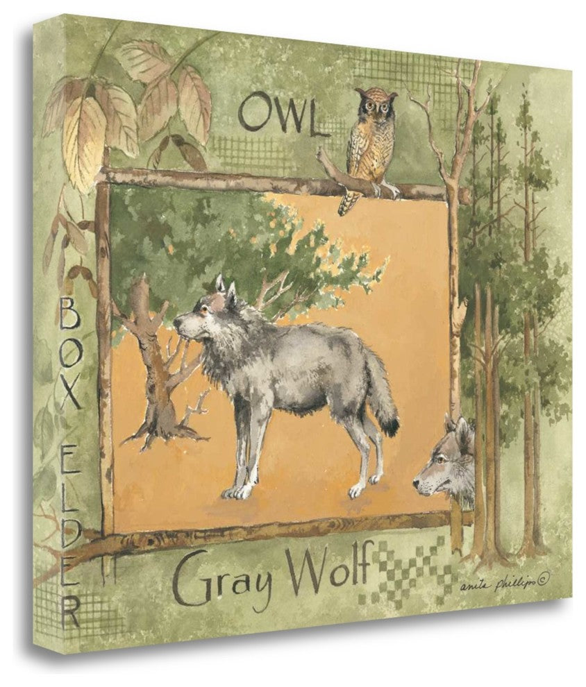 "Gray Wolf" By Anita Phillips,Ready to Hang Giclee Print on Gallery Wrap Canvas