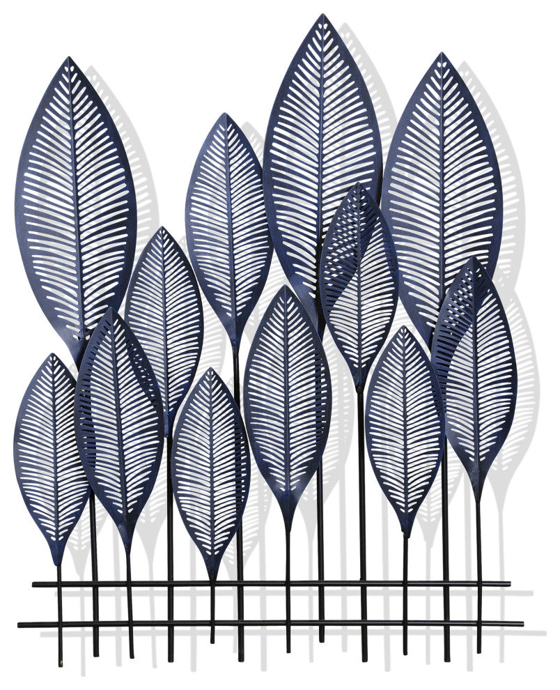 Nola Blue Aesthetic Blue Metal Leaves
