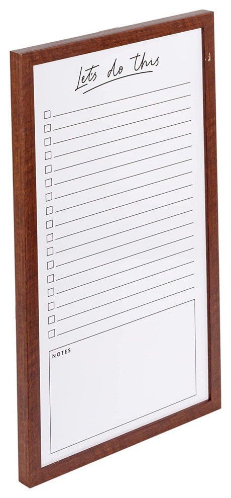 Magnetic Dry Erase To-Do Whiteboard with Espresso Wood Frame,12"x22"