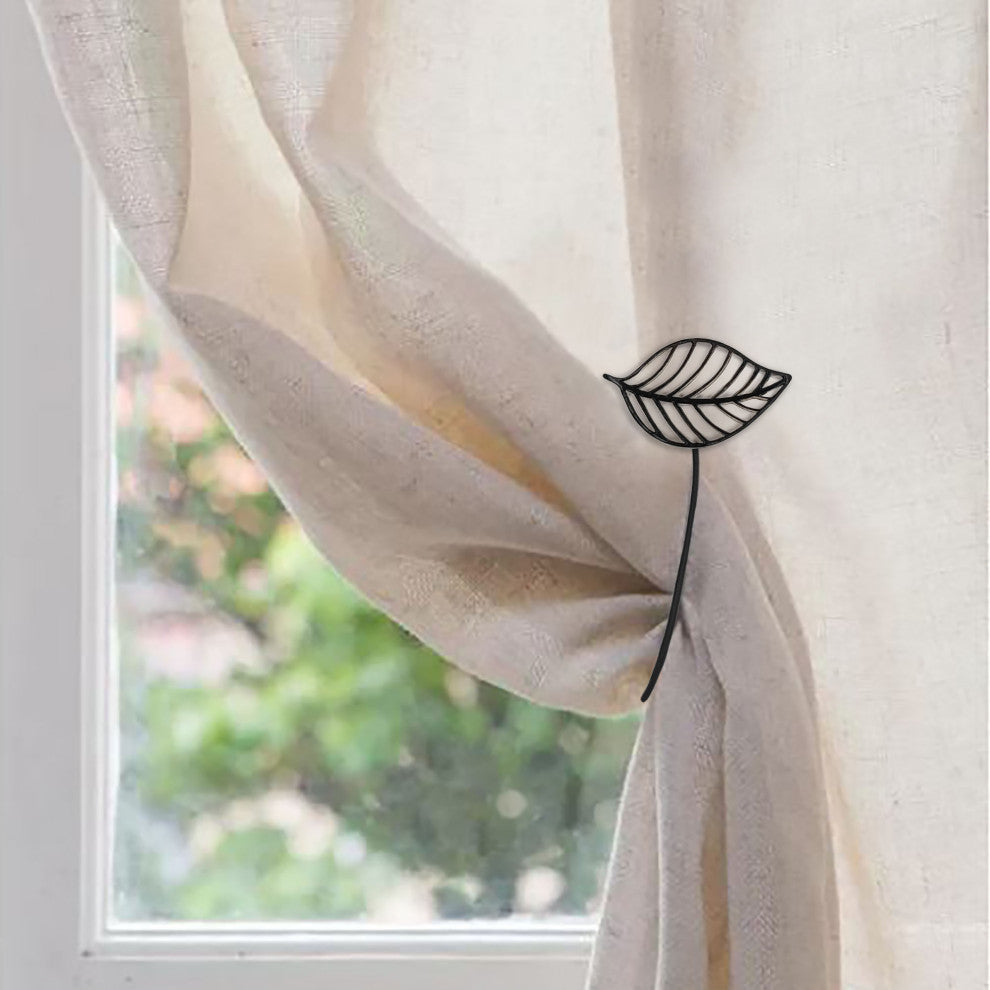 Magnetic Curtain Tiebacks "“ Leaf Design in Resin, White, Pack of 1