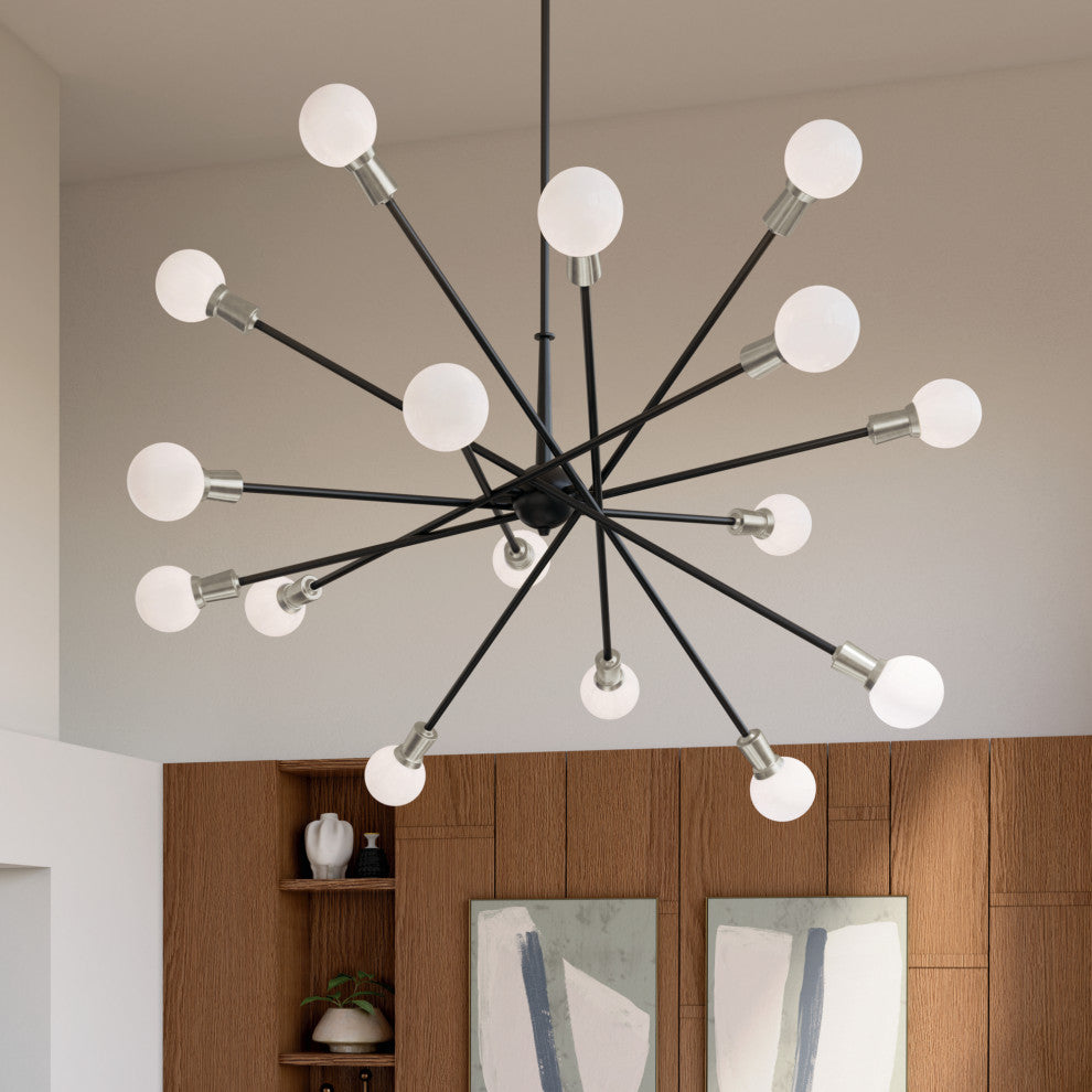 Armstrong 63" 16 Light Chandelier, Black