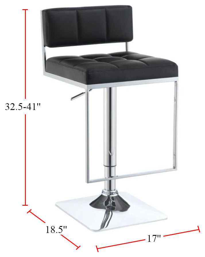 Adjustable Bar Stool, Chrome and Black