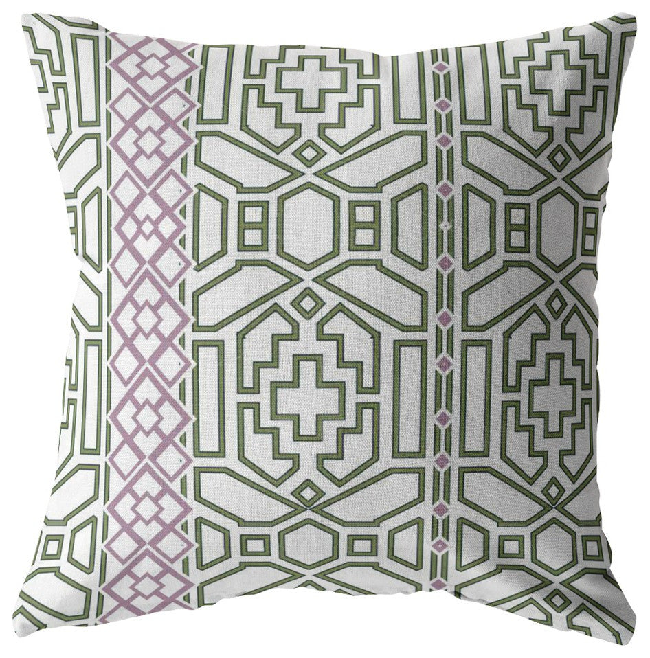18" White Bird Maze Zippered Throw Pillow