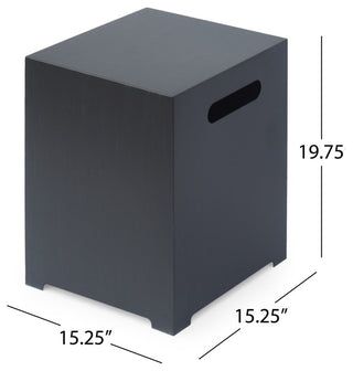 Hemmingway Outdoor Round Fire Pit With Tank Holder, Dark Gray Finish