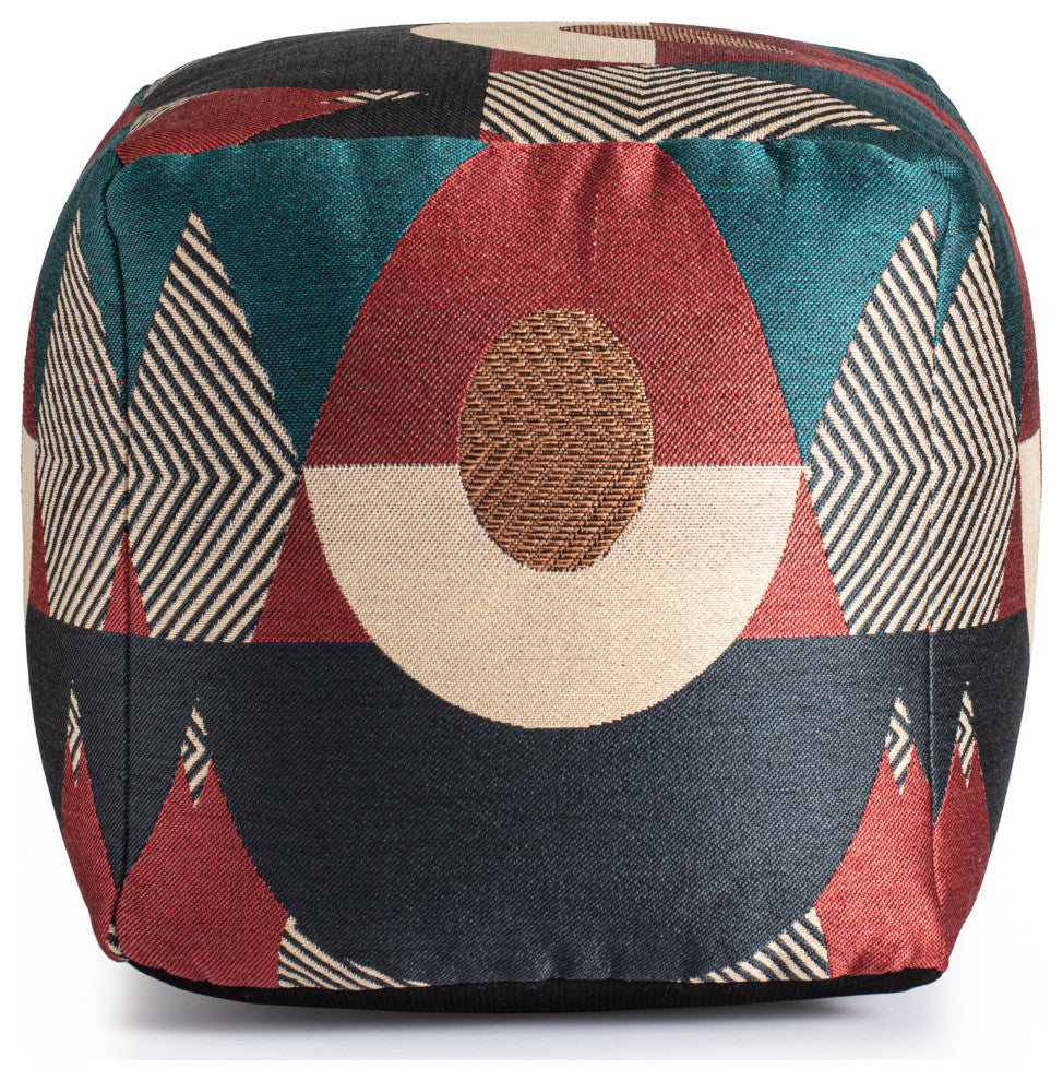 Martinique Red 18" x 18" x 18" Multicolor Pouf