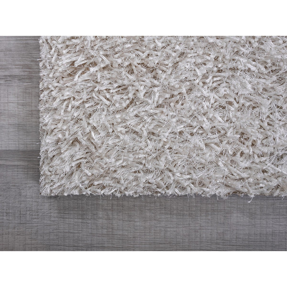 5" x 7" White and Silver Sparkly Area Rug