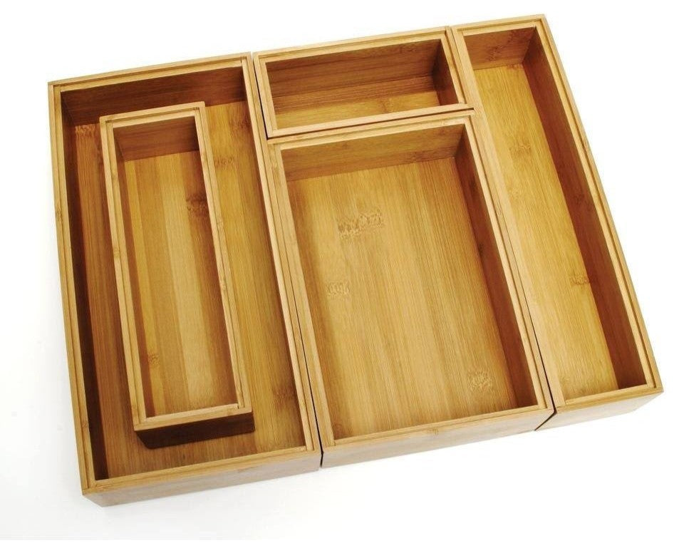 Lipper Bamboo Drawer Organizer Ajustable 5 Piece Set