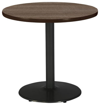 KFI Mode 30" Round Breakroom Table with Teak Round Black Base Counter Height