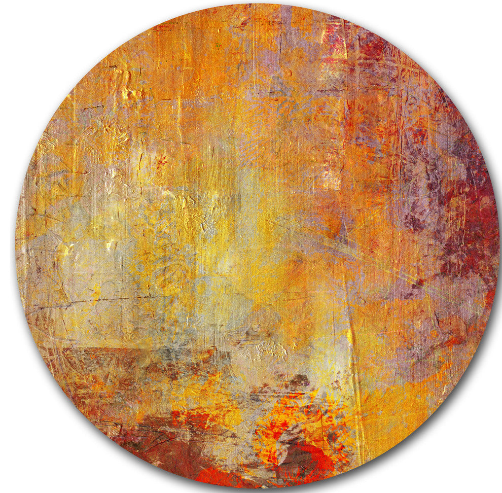 Ambient Grunge, Abstract Large Disc Metal Wall Art, 11"