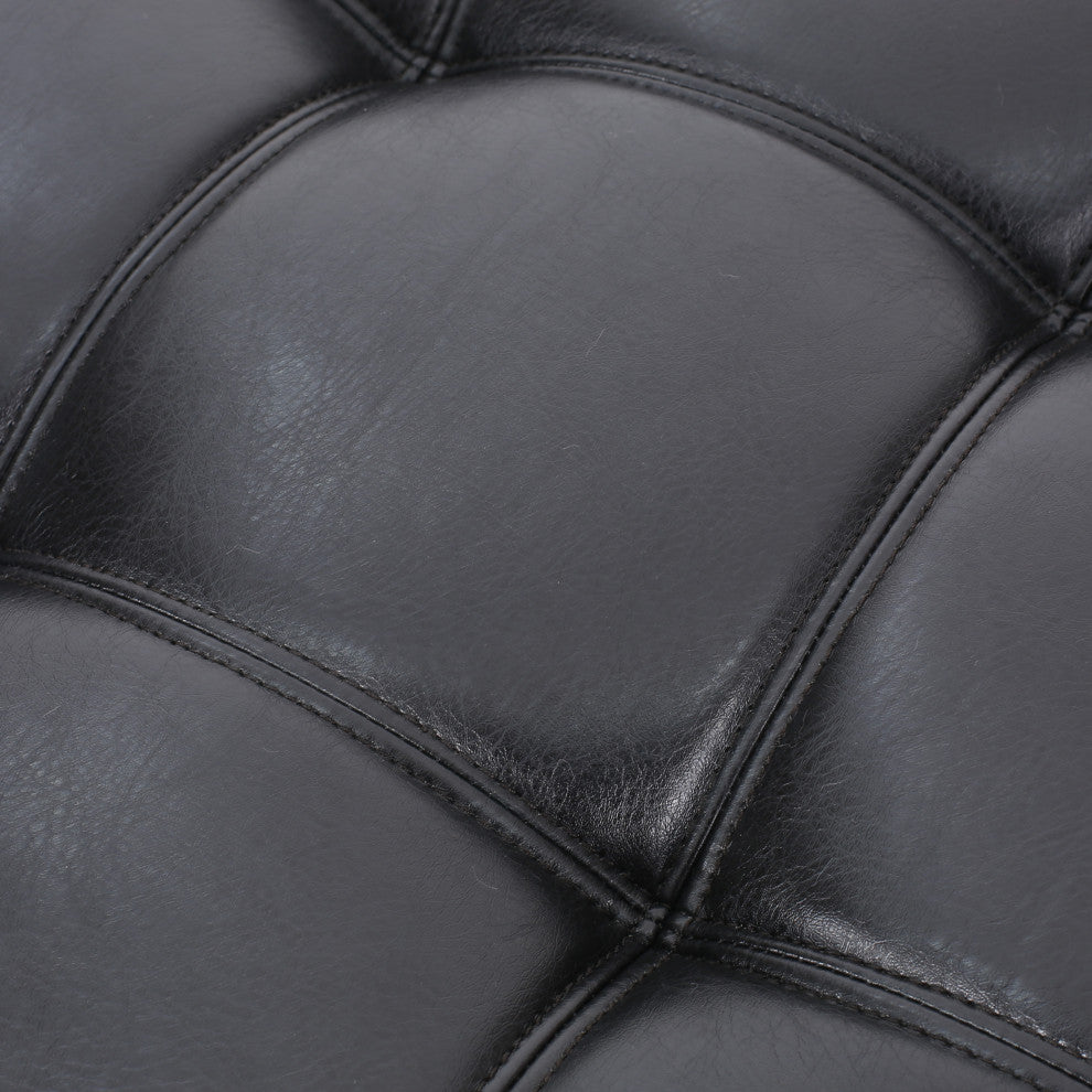 Littell Faux Leather 4 Seater Sofa, Chaise Sectional, Ottoman, Midnight + Dark B
