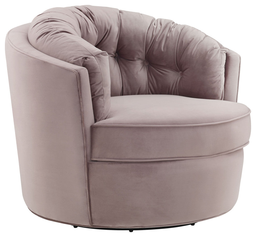 TOV Furniture Eloise Mauve Velvet Swivel Chair