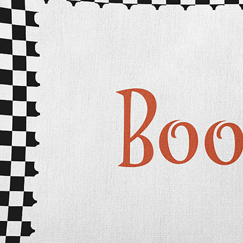 Halloween Boo Checks Accent Pillow, Black, 26"x26"
