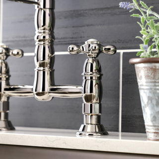 GS1276AX Two-Handle Deck-Mount Pull-Down Sprayer Kitchen Faucet, Polished Nickel