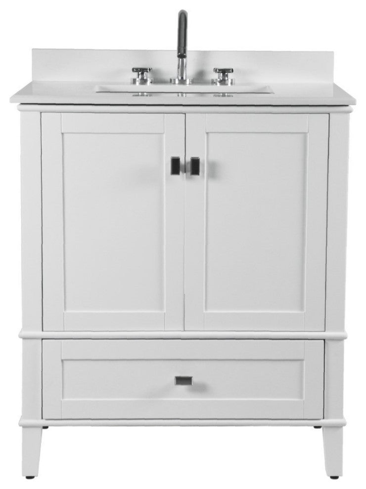 31" Single Vanity, White With Engineered Stone Top