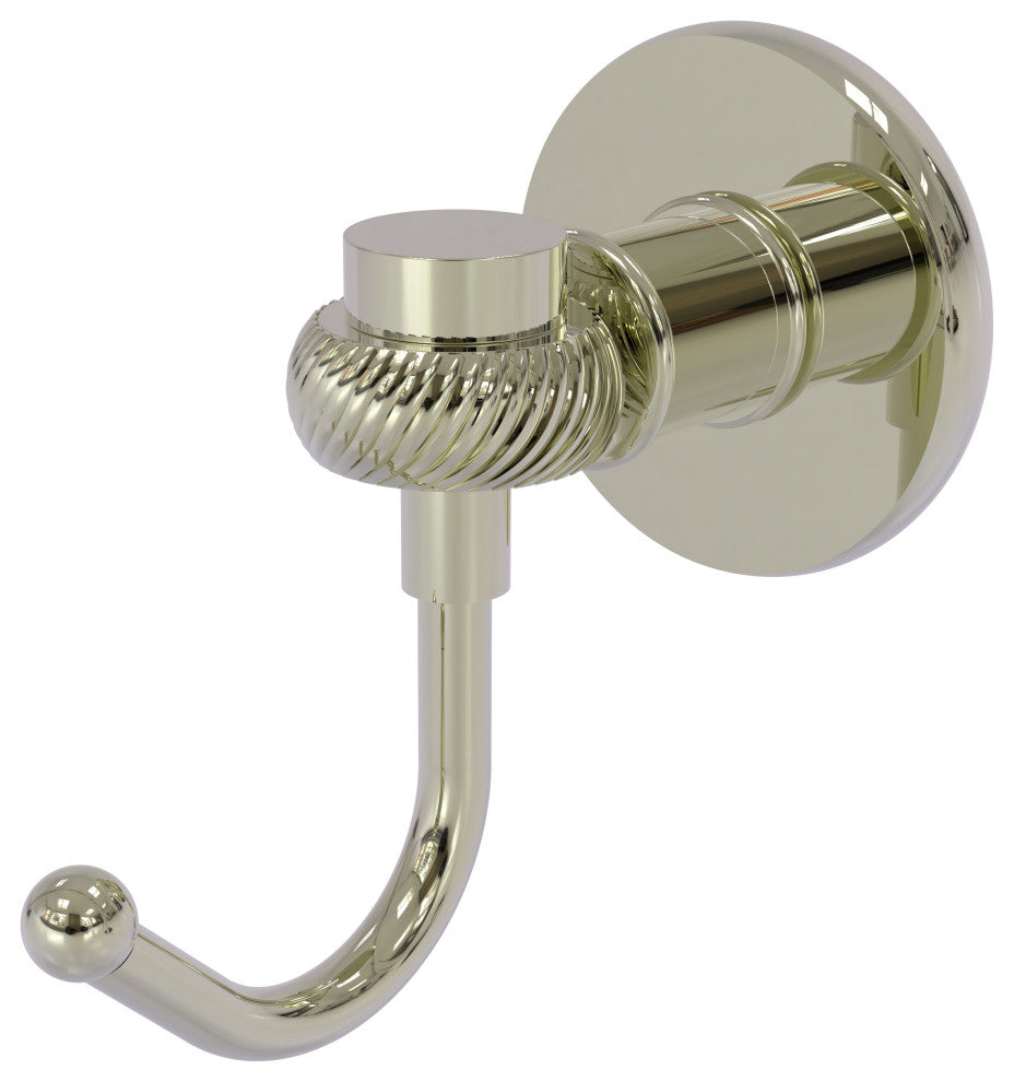 Continental Robe Hook With Twist Accents, Polished Nickel