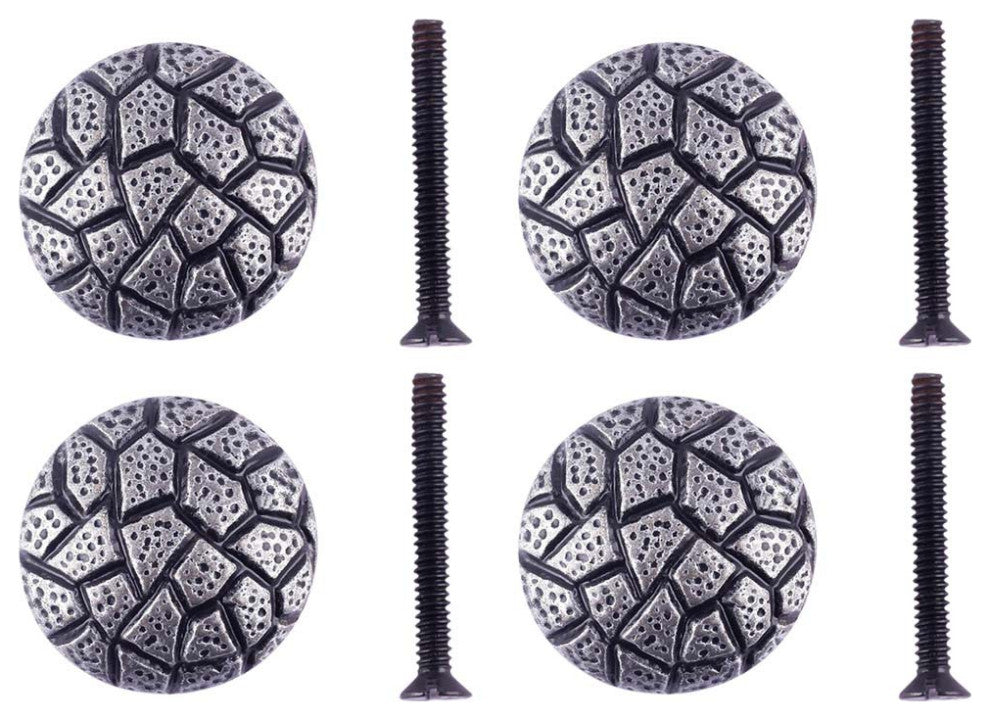 Round Cabinet Knob"Cobble Stone Design" Iron Pewter Finish Pack of 4