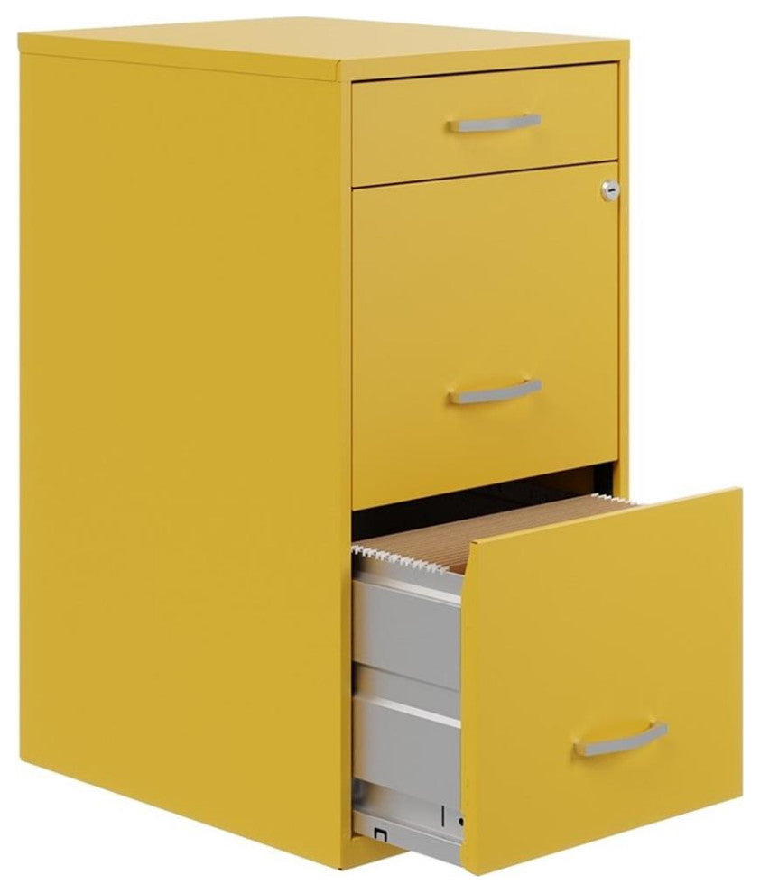 Space Solutions 18" D 3 Drawer Metal Organizer File Cabinet Yellow/Goldfinch