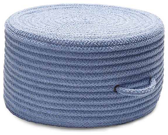 Colonial Mills Pouf Solid Chenille Pouf Blue Ice Round, 20"x20"x11"