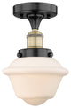 Oxford-1 Light 7" Semi-Flush Mount-Black Antique Brass -Matte White Glass Shade