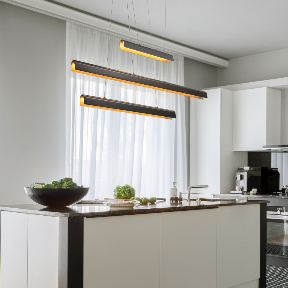 LNC 3-Tier LED Bar, 40.5" Black Modern Linear Kitchen Island Light