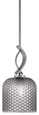 Cavella 1-Light Stem Hung Mini Pendant, Graphite, 7" Smoke Textured Glass