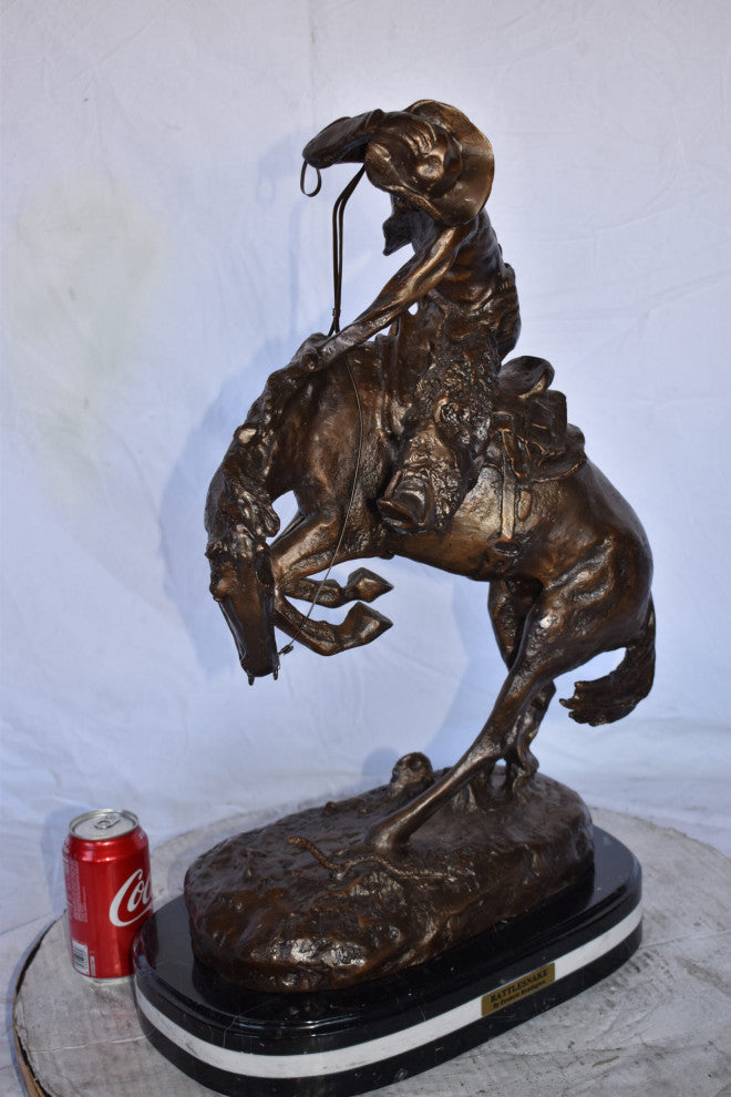 Rattlesnake Remington Replica Bronze Statue on A Marble  Size: 16" x 10" x 25"