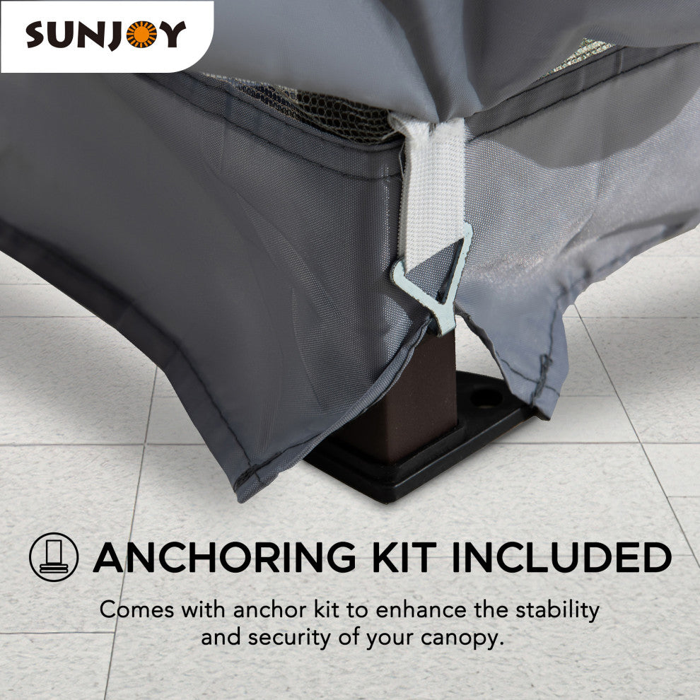 Sunjoy Patio 11 ft. x 13 ft. Contempo Gazebo with Planters, Grey