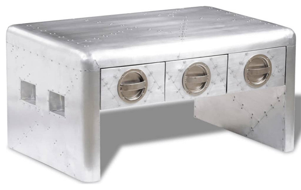 Vidaxl Aviator Coffee Table 3 Drawers Vintage Aircraft Airman Style