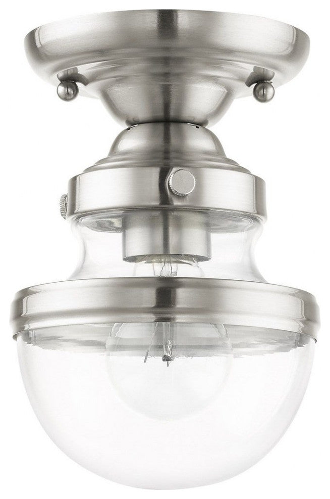 Livex 17410-91 1-Light Brushed Nickel Flush Mount, Brushed Nickel