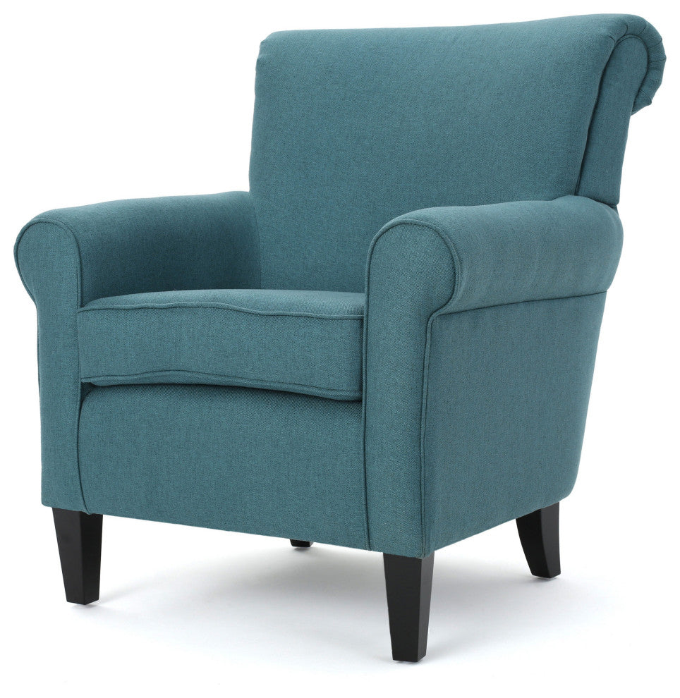 GDF Studio Manon Plush Comfortable Fabric Club Chair, Teal