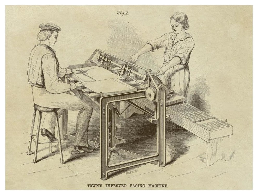 "Town's Improved Paging Machine" Digital Paper Print by Inventions, 46"x35"