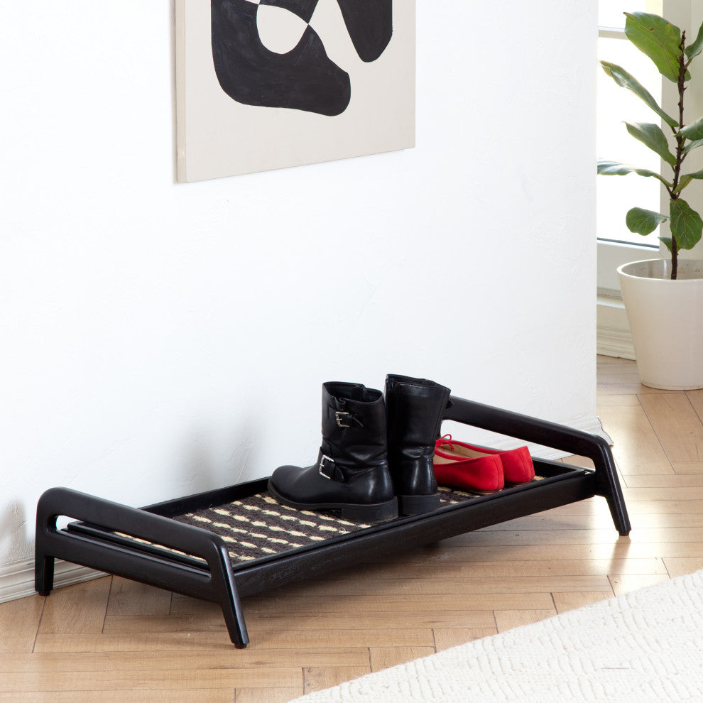 Single-Tier Black Stand With 3-Pair Rubber Boot Tray Stevie and Paul