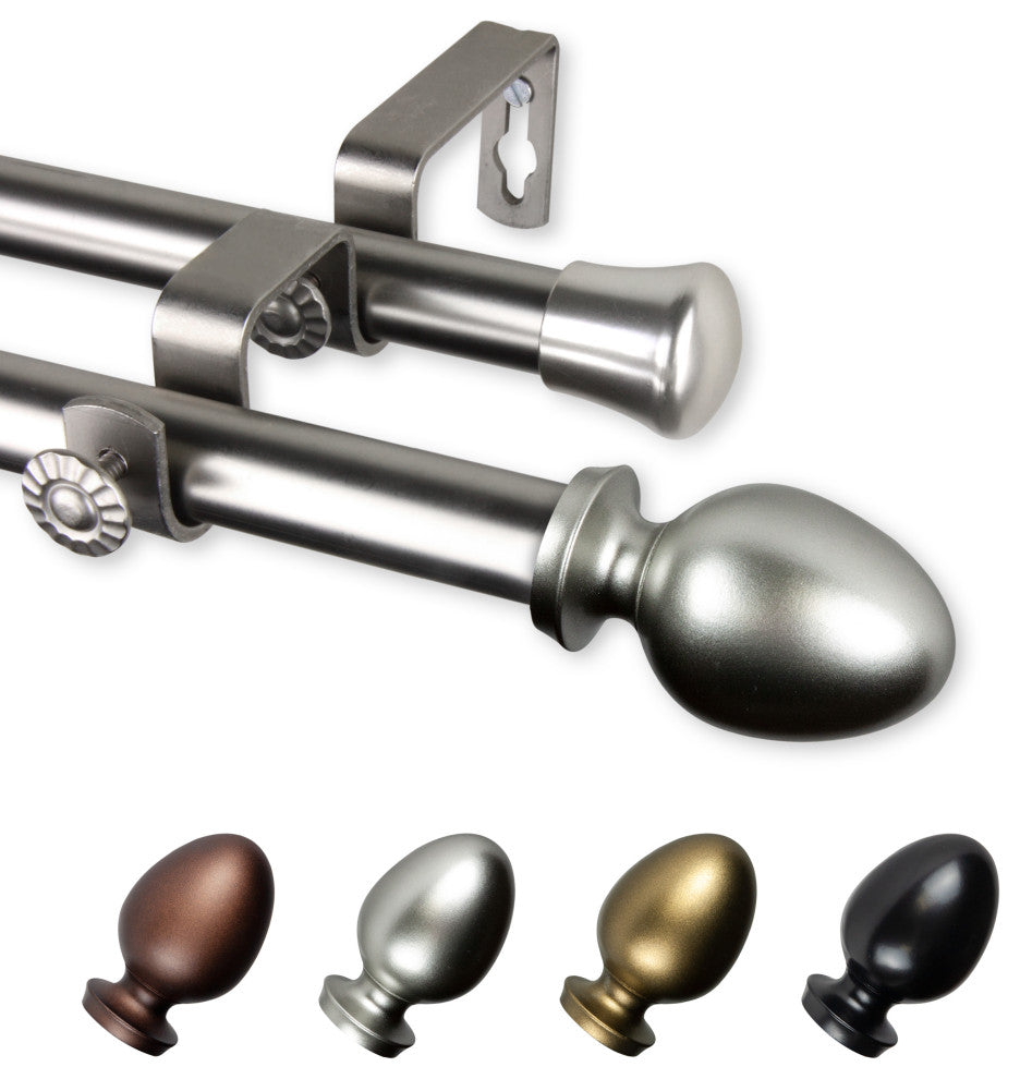 Faye 13/16" Double Curtain Rod Satin Nickel