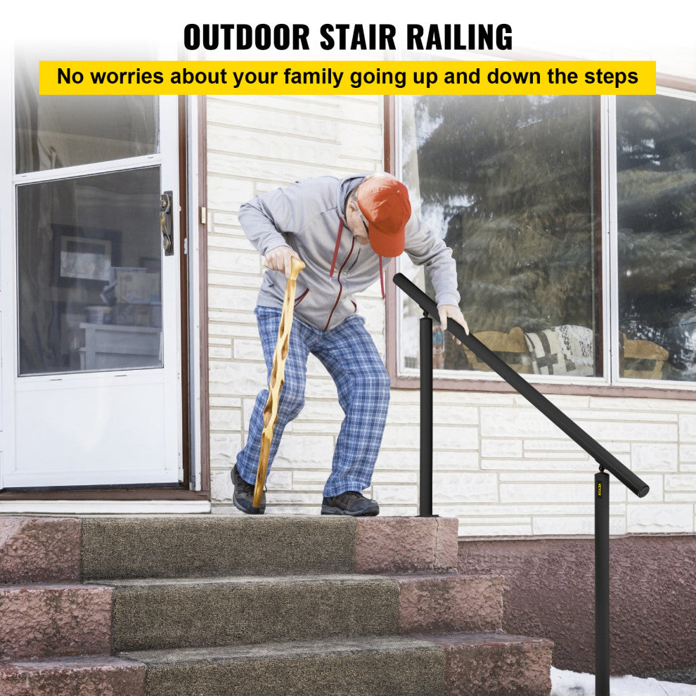 Outdoor Stair Railing Kit 5 FT Handrails Aluminum Stair Hand Rail, Black