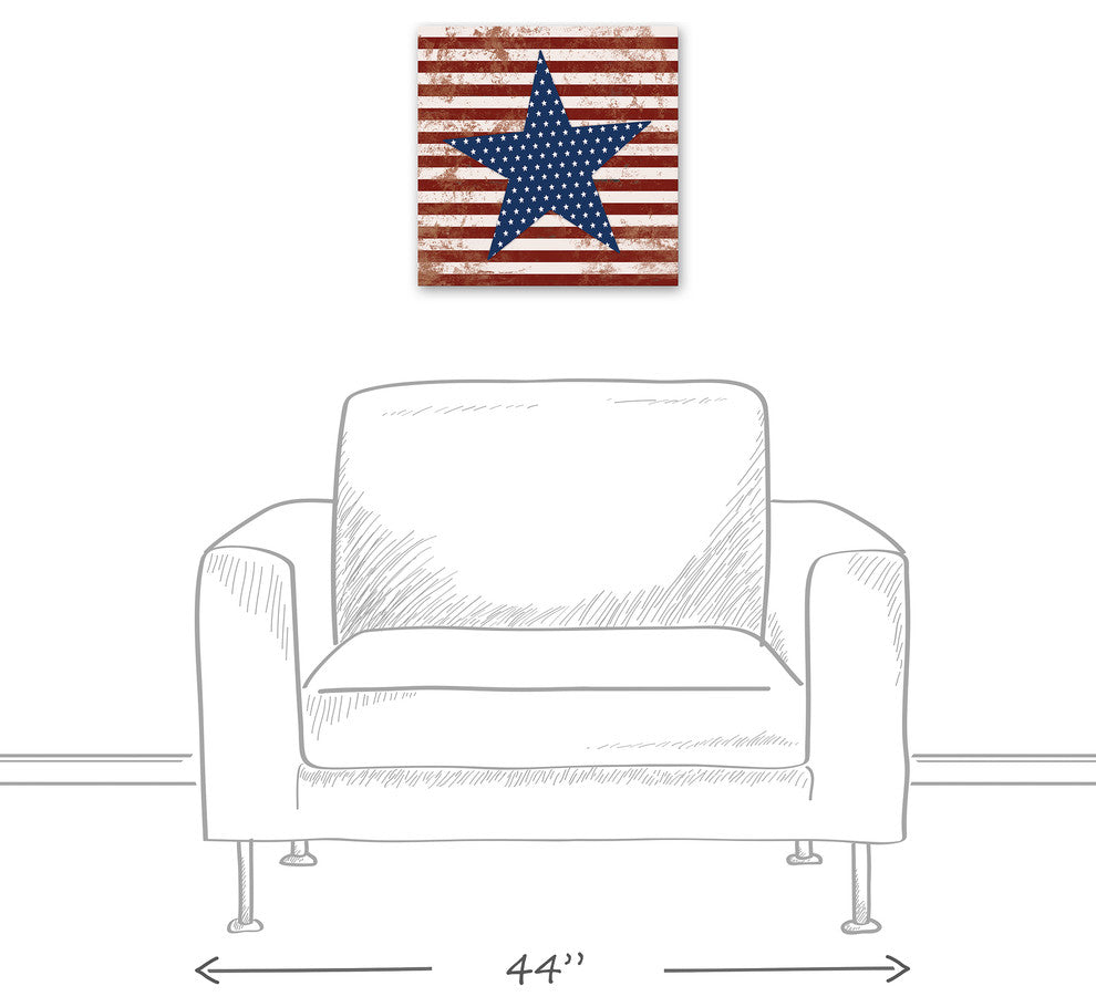 Stars and Stripes Distressed 16x16 Canvas Wall Art