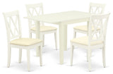Dinette Set For 5- Four Chairs, Table, Linen White Linen, Linen White Frame