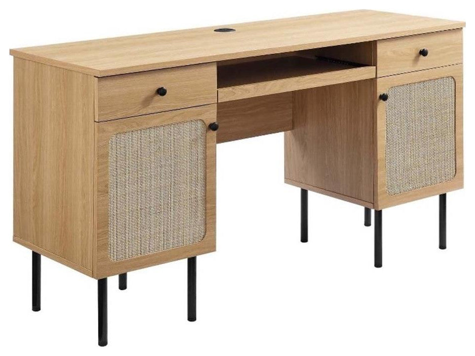 Modway Chaucer Particleboard and Laminate Office Desk in Oak