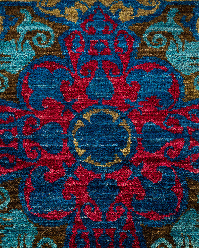 Suzani, One-of-a-Kind Handmade Area Rug Green, 15' 4" x 12' 3"