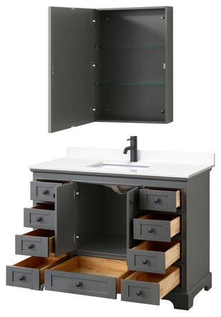 Wyndham Collection WCS202048S-VCA-MED Deborah 48" - Dark Gray / Carrara