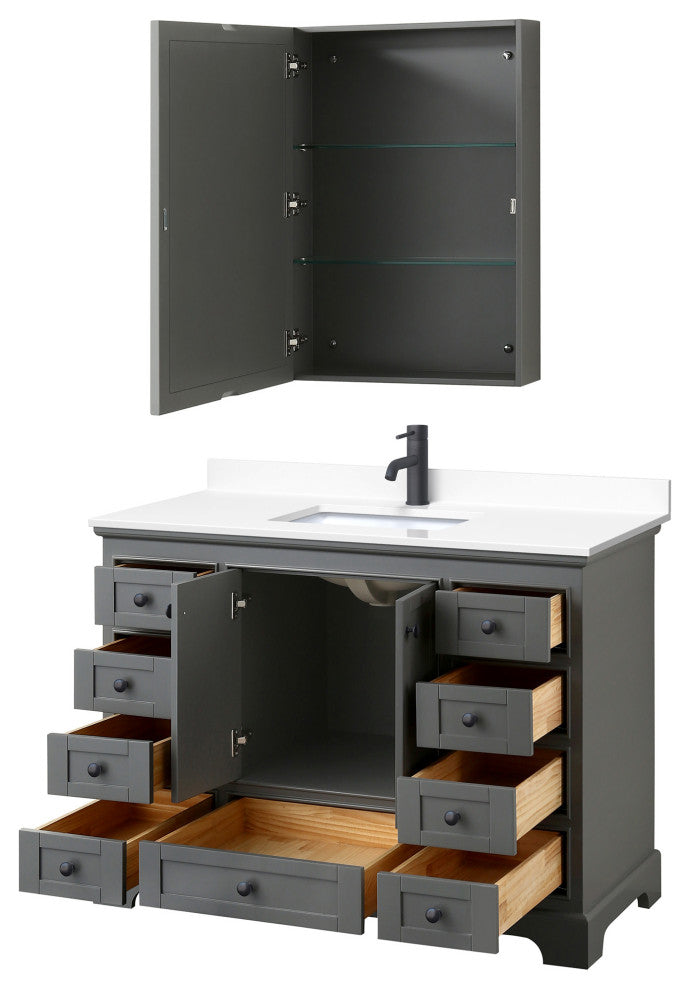 Wyndham Collection WCS202048S-VCA-MED Deborah 48" - Dark Gray / Carrara