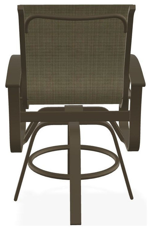 Belle Isle Sling Balcony Height Outdoor Swivel Chair, Elevation Stone/Beachwood