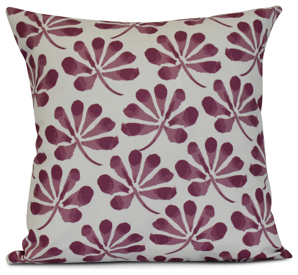 Ina Floral Print Pillow, Purple, Purple, 18"x18"