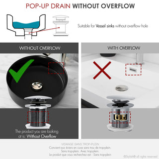 STYLISH Polished Chrome Pop-Up Bathroom Sink Drain without Overflow