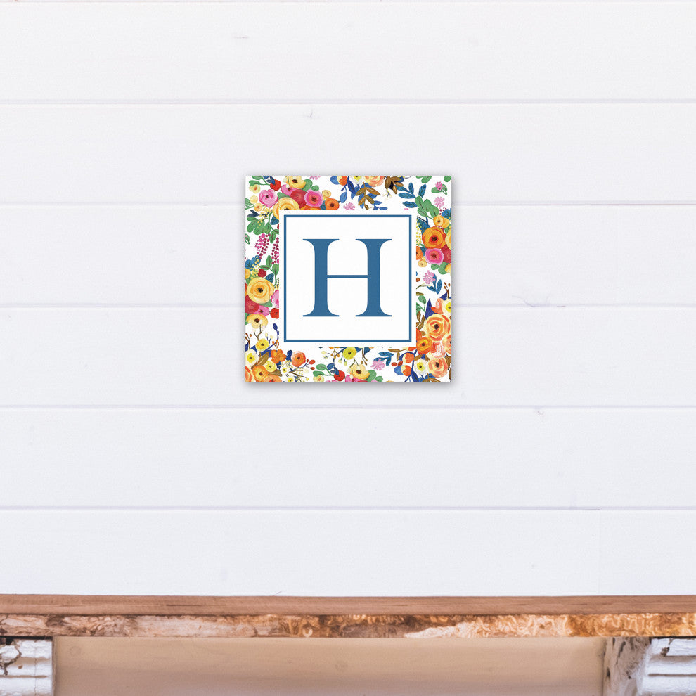 Wildflower Monogram - H 12x12 Canvas Wall Art