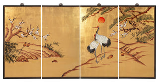 Gold Lacquer Wall Plaque Cranes
