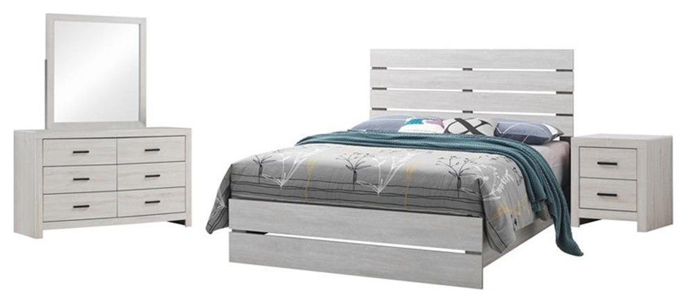Coaster Brantford 4-piece Queen Panel Wood Bedroom Set in Coastal White